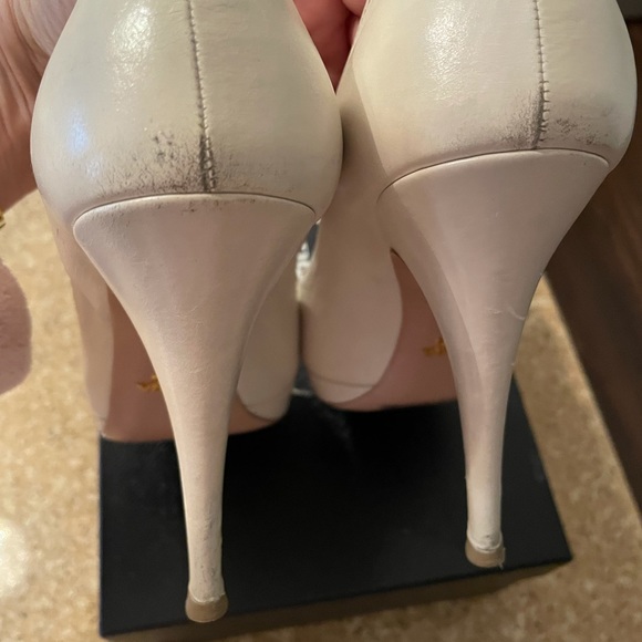 Prada Women High Heel open toes platform shoes in color Talco Sabbia Size 38.5 - Picture 10 of 15